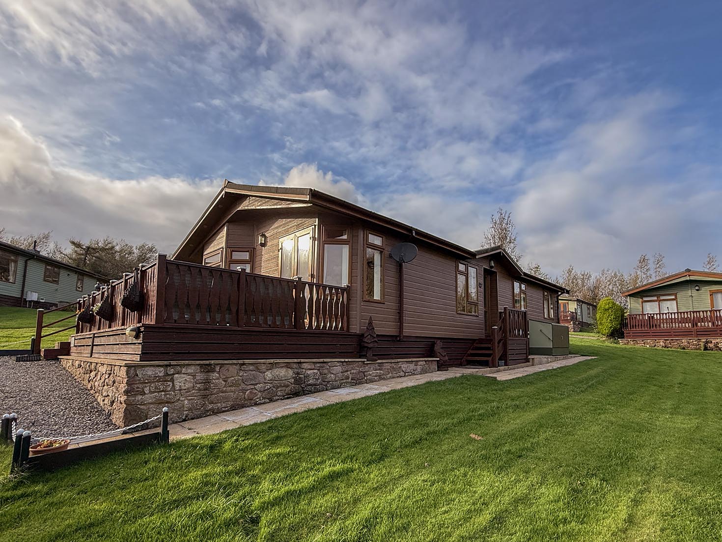 Pre-Owned Omar Kingfisher Twin Unit timber lodge, for sale Lake District, Cumbria